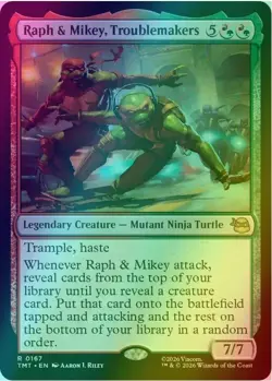 Raph & Mikey, Troublemakers MTG NM TMT Near Mint Foil Regular Art Fast Shipping - Image 1