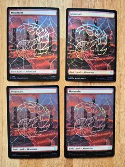 Spider-Man; Full Art Land Mountain x4 (Foil), Unplayed, NM, MTG Magic - Image 1