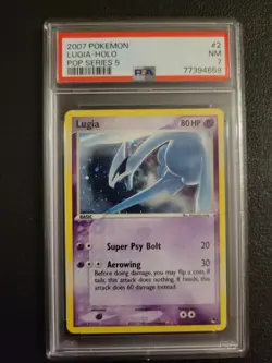 2007 POKEMON POP SERIES 5 #2 LUGIA-HOLO PSA 7 - Image 1