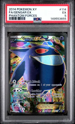2014 POKEMON XY PHANTOM FORCES #114 FULL ART/GENGAR EX PSA 5 - Image 1