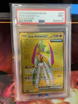 Pokemon TCG Iron Valiant ex Paradox Rift 261/182 Holo Hyper Rare PSA 9 Mint - Image 1