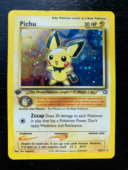 Pokemon Neo Genesis RARE 1st Edition Holo Pichu 12/111. Good Condition - Image 1