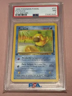 Pokemon Psyduck 1st Edition Fossil PSA Grade 7 - Image 1