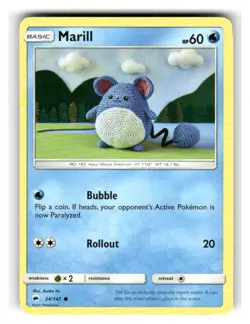 Marill 34/147 Common Burning Shadows Pokemon Lightly Played - Image 1