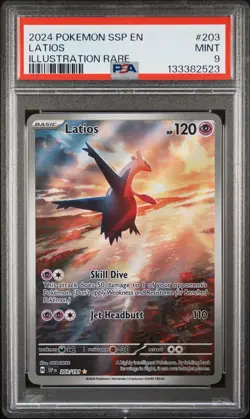 2024 POKEMON SSP EN-SURGING SPARKS ILLUSTRATION RARE #203 LATIOS PSA 9 - Image 1