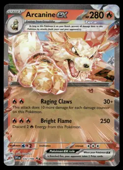 Pokemon Cards Arcanine ex 032/198 Scarlet & Violet Double Rare NM - Image 1