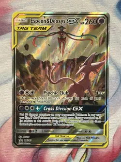Espeon & Deoxys GX Tag Team SM240 Sun & Moon Black Star Promo Pokemon Card LP+ - Image 1