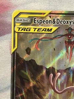 Espeon & Deoxys GX Tag Team SM240 Sun & Moon Black Star Promo Pokemon Card LP+ - Image 3