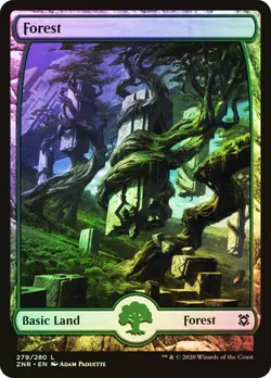 Forest (#279) (Full Art) Zendikar Rising Foil Mtg Magic English - Image 1
