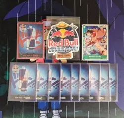 Red Bull X One Piece Double Don!! Monkey D Luffy Promo + Foil Don Set + Sticker - Image 1