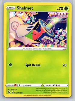 Shelmet 013/264 Pokemon TCG Fusion Strike Grass Basic Spit Beam Snail Pokemon - Image 1