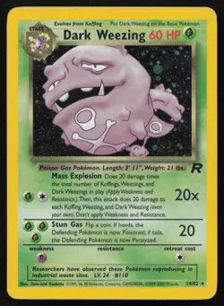 Dark Weezing 14/82 Unlimited Holo Rare Team Rocket Pokemon LP - Image 1