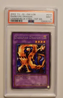Yu-Gi-Oh! Darkfire Dragon Legend of Blue Eyes 1st Ed PSA 9 Rare LOB-019 - Image 1