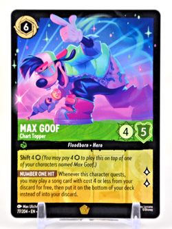 Disney Lorcana TCG Fabled Max Goof Chart Topper 77/204 Legendary Regular - Image 1