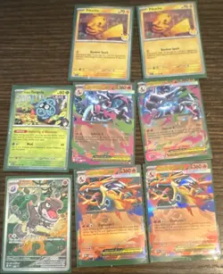Pokemon TCG Nintendo 8 Holo Cards Lot Pikachu Tangela Tyrunt Mega Charizard EX - Image 1