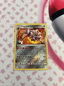 Pokemon TCG Card Solgaleo 142/236 SM-Cosmic Eclipse Holo Rare-Club promo - Image 1