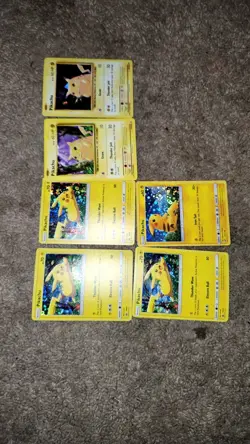 Nintendo Pokemon TCG Pikachu 6 Basic Cards Lot Holo & Regular - Image 1
