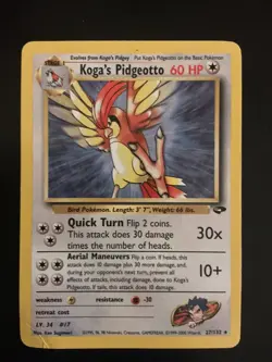 Pokemon Koga's Pidgeotto Gym Challenge vintage card #027/132 Wotc 2000 - Image 1