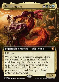 MTG Mr. Foxglove - Foil - Extended Art, Commander: Bloomburrow, Near Mint, Engli - Image 1