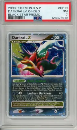 2008 POKEMON D & P DP19 DARKRAI LV X HOLO NM PSA 7 BLACK STAR PROMO TIN - Image 1