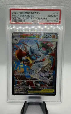 2025 POKEMON MEG SPECIAL ILLUSTRATION RARE #179 MEGA LUCARIO EX PSA 10 - Image 1
