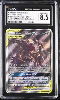 CGC 8.5 UMBREON DARKRAI GX SM241 BLACK STAR PROMO TAG TEAM SUN MOON POKEMON - Image 1