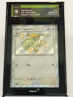 Shiny Pidgeotto 197/091 PAF Paldean Fates Graded Pokemon TCG Degree 9 MINT! - Image 1