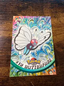 💥 BUTTERFREE 1999 Topps Pokemon TV Non Holo Animation 1st Series Blue LP - Image 1