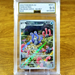Pokemon SV Paldean Fates Secret Wugtrio 224/091 AGS Mint+ 9.5 Holo Rare 2024 - Image 1