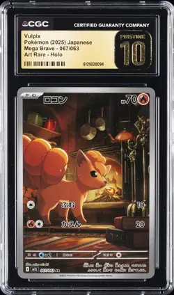 2025 POKEMON MEGA BRAVE JPN ART RARE #67 VULPIX CGC 10 PRISTINE - Image 1