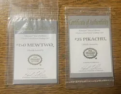 (2) Pokemon 23 Karat Gold Plated COA Only Certificates Sealed Pikachu & Mewtwo - Image 1