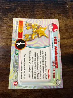 #65 Alakazam Pokemon 1999 Topps TV Blue Logo LP - Image 2