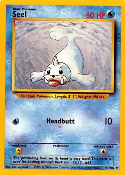 Pokemon Seel Card 41/102 Base Set 60 HP - Image 1