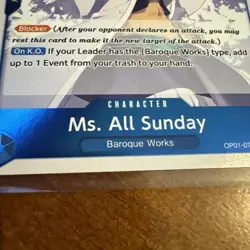 One Piece Card Game Pre Errata Ms. All Sunday OP01-079 Romance Dawn Near Mint - Image 3