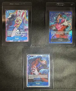 Bandai One Piece Card Game 3 Card Lot Buggy Holo The Four Emperors/Cross Guild - Image 1