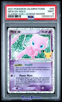 Pokemon Card PSA 9 Mew ex 88/92 Legend Maker Celebrations Classic Holo 2021 - Image 1