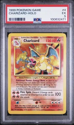 Pokemon Charizard Base Set 4/102 Holo Rare Stage 2 120 HP PSA 5 Card 1999 - Image 1