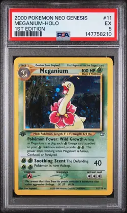 2000 POKEMON NEO GENESIS 1ST EDITION #11 MEGANIUM-HOLO PSA 5 - Image 1