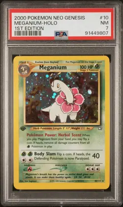 2000 Pokemon Neo Genesis - Meganium Holo 1st Edition 10/111 PSA 7 - Image 1