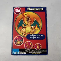 Charizard 1999 Original 151 Pokemon Burger King PokeTrivia Trading Card #06 - Image 1