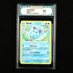 TQG 10 GEM MINT 2021 Pokemon ENG Marill #SWSH-FS E 058/264 C - Image 1