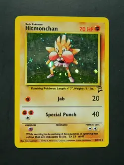 Pokemon HITMONCHAN 8/130 - BASE SET 2 HOLO - (EX) - Image 1