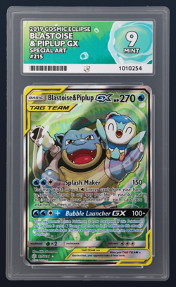 ACE 9 Blastoise & Piplup GX Cosmic Eclipse 215/236 Pokemon Card - Image 1