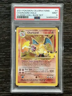 2021 Pokemon Celebrations Charizard Holo Classic Collection Base Set #4 PSA 9 - Image 1