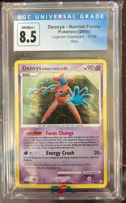 (CGC 8.5 NM-MINT) Deoxys Normal Forme Holo Rare #1 Legends Awakened Pokemon 2008 - Image 1