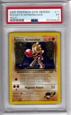 Pokemon Gym Heroes Rocket's Hitmonchan Holo #11 PSA Grade 5 Excellent 2000 - Image 2