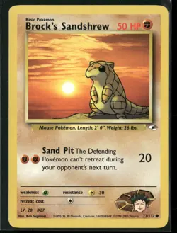 Brock's Sandshrew 72/132 Common Gym Heroes Pokemon Lightly Played - Image 1
