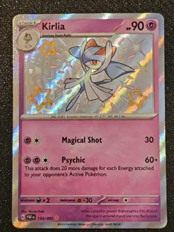 Pokemon TCG Kirlia Baby Shiny Holo Paldean Fates 154/091 NM - Image 1