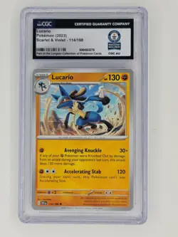 CGC AU World Record Holder Pokemon Lucario 114/198 Scarlet & Violet 2023 - Image 1