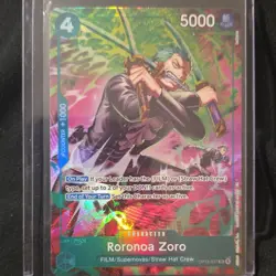 Bandai One Piece CCG Roronoa Zoro Treasure Rare Full Art Foil 5000 Power - Image 1